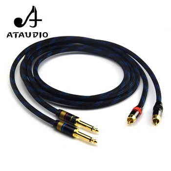 ATAUDIO 1 pár Hi-6,35 mm na RCA Kabel Vysoké Kvality 4N OFC Dual 6,35 mm Samec na Duální RCA Samec Audio Kabel