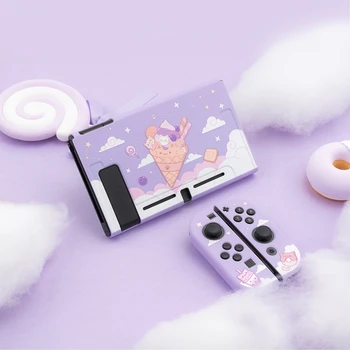 Geekshare Nintendo Spínač Ice Cream Cat Kreslený Fialové Hvězdné nebe Víla Ligy TPU Měkké Zadní Kryt Grip Shell Pro Nintend Spínač