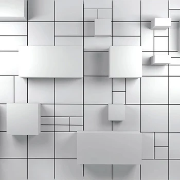 Vlastní Fotografii, Moderní Design, bytové Dekorace, Nástěnné Malby 3D Stereoskopické Bílé Geometrické Cihlové Zdi Nordic Velké Nástěnné Tapety