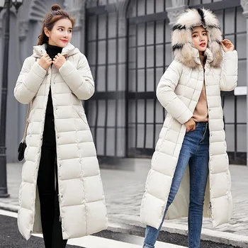 2020 Zimní dámský Kabát Plus velikost kabát Teplý Dlouhý Parky s Kapucí Bavlna Polstrované Pevné volné Svrchní oblečení ženy Dolů bavlna bunda