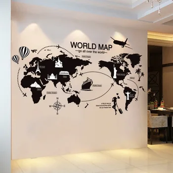 Kreslená Mapa Světa Sportovní Samolepky na Zeď pro dětský Pokoj Obývací Pokoj Cestování Samolepky Domácí Dekorace Stěny Nálepky Nástěnné Tapety pvc