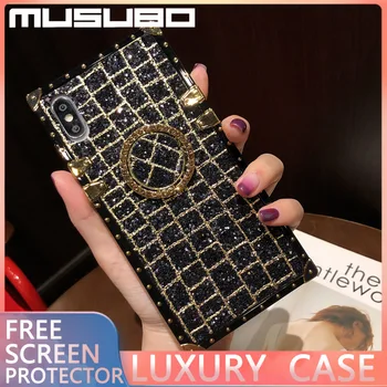 MUSUBO Luxusní Pouzdro Pro iPhone XS Max X XR 6 6S Plus Fashion Square Glitter Kryt Telefonu pouzdra Pro iphone 11 PRO MAX 7 8 Plus Soft