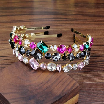 Luxusní Barevné Šedá Crystal Čelenka Diamante Černobílá Pro Ženy Elegantní Vlasové Doplňky