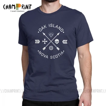 Vtipné Oak Island Templářů Lebky Poklad Šipky T-Košile pro Muže O Krk Bavlněné Tričko Krátký Rukáv Tee Dárek Oblečení