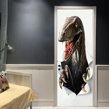 77x200cm Kreativní Zvíře Dinosaurus Dveře, Samolepky, Malování Tapeta, Plakát, Samolepka na Zeď Ložnice, Obývací Pokoj Domácí Dekorace
