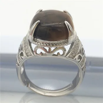 Přírodní křemen, Tygří oko kámen Tibetské stříbro, muž, prsten nastavitelný