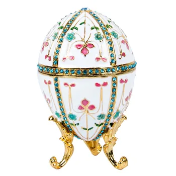 FLETCHER Značky Metal Krásná s Květinami Faberage Vejce pro Vintage Šperky Box