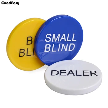 HOT PRODEJ 4KS/SET Melaminu Kulaté Plastové Prodejce mince SMALL BLIND/BIG BLIND/PRODEJCE/Vše V Texas Poker Chip Set Mince Tlačítka hra