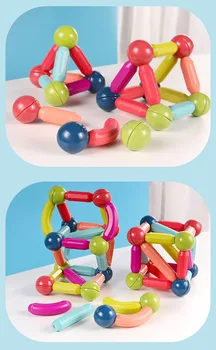 3D DIY Magnetické Tyčinky s koulí Kouzelná Stavební Bloky, Stavební Projektant Stohování Hra, Vzdělávací hračky Pro Děti Dárky