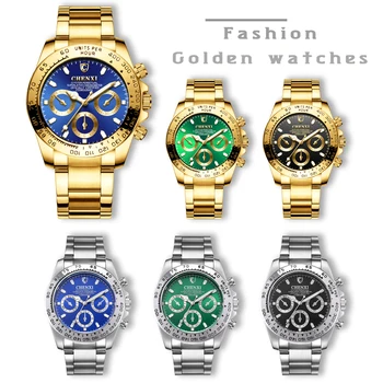CHENXI Mužské Zlaté Náramkové hodinky Pro Muže Ležérní Hodinky Quartz Hodinky Luxusní Značky Vodotěsné Hodiny Muž Relogio Masculino