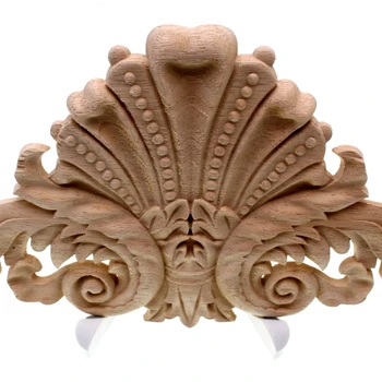 RUNBAZEF Starožitné Dekorativní Dřevo Nášivky Nábytek Dekor Kabinet Dveře Nepravidelné Dřevěné Lišty Květinové Řezbářské Řemeslo Figurka