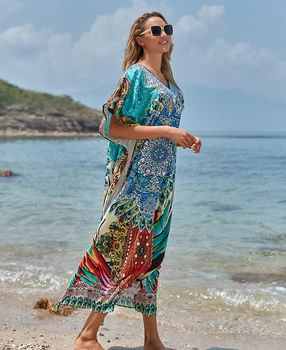 Plus velikost Beach Zakrýt 2021 Župan Plage Sarong Plavky zakrýt Parea de Playa Mujer Plážové oblečení Plavky Ženy Maxi Šaty