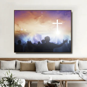 Kristus Art Dekorace Plátno Plakát Bible A Kříž Obrázek Wall Art Otisky Malování Pro Obývací Pokoj Church House Domova