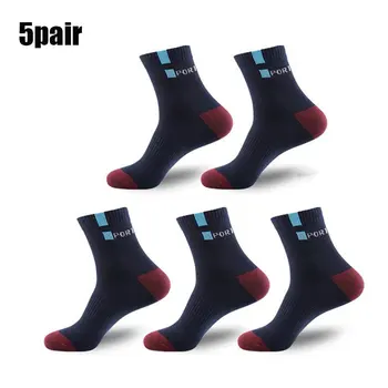 5Pair/Pack Pánské Ponožky Bavlněné Prodyšné Pot Absorpční Non-slip Sportovní Ponožky, Zesílené Venkovní Běh Basketbal Ponožky