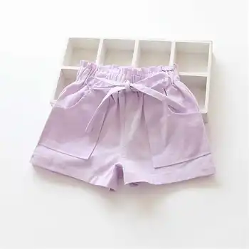 Batole Dívky Šortky Candy Barva 2019 Letní Šortky Pro Dívky Pevné Plátěné Kalhoty S Elastickým Pasem Bowknot Módní Dětské Oblečení