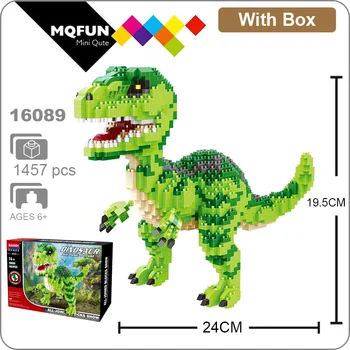 Balody 1457pcs+ Mini Bloky Zelený Dinosaurus, Drak, zvířat Budovy Hračka Model Tyranosaura Park Obrázek Hračky pro Děti Dárky