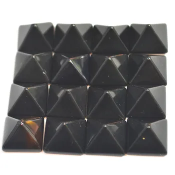 Hot Prodej Módní Přírodní Kámen Čtverec Pyramida CAB Mugle Černý Onyx Korálky 14mm*14*High8mm 30KS Velkoobchod Doprava Zdarma