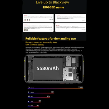 Blackview BV5100 5.7 palcový 4+128 G 1,8 GHz Octa-Core Standardní Smartphone Robustní Mobilní Telefon