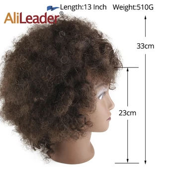 AliLeader Kvalitní Školení Manekýn Hlava S Afro Kadeřnice Panenka Kudrnaté Vlasy Figuríny Lidské Vlasy Hlava Pro Krátké Vlasy Styling
