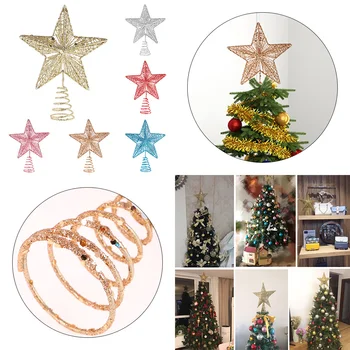 Vánoční Strom Hvězda Strom Topper Vánoční Strom Dekorace Železa 5 Bodu Star Xmas Vánoční Výzdoba Pro Domácí ozdoby na Vánoční stromky