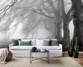 Beibehang Tapety moderní minimalistický nostalgické mlhavé šedé lesa nástěnná TV pozadí zeď, 3d tapety papel de parede