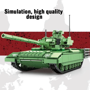 1020pcs City Creator 2. světové války T-14 Armata Main Battle Tank Stavební Bloky Vojenské Armádní Vozidla, Údaje Model Cihly Hračky pro Děti
