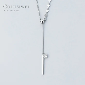 Colusiwei Originální 925 Sterling Silver Jednoduché Geometrické Dlouhé Řetězce Přívěsek Náhrdelníky pro Ženy Módní Jemné Šperky Příslušenství