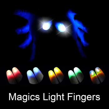 2ks Strana rozsvítí Záře Palce Světla LED Blikající Prsty Světlo Magie Trik Rekvizity Halloween osvětlení dekorace TP899