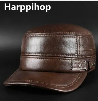 Pánské pravé kůže baseball cap hat zbrusu nové jarní skutečná kráva kůže baret, čepice, klobouky