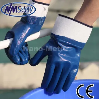 Módní 2019 NMSafety oilproof heavy duty pracovní rukavice, plně povrstvené nitril,bezpečnostní manžeta ,NA PRODEJ