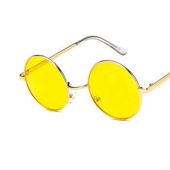 Sen Maries Módní Nový 2020 Kulaté sluneční Brýle, Ženy, Vintage Kovový Rám Růžové Žluté Čočky Barevné Stín Sluneční Brýle, UV400