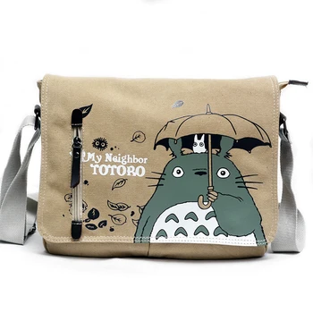 Anime Plátno Taška přes Rameno Hayao Miyazaki Totoro Messenger Bag Totoro Roztomilý Kočka Aktovka pro Dospívající Studenty Brašny Kniha