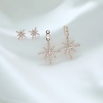 Dámy Crystal Star Stud Náušnici Bijoux Tříska Stud Náušnice Pro Ženy Náušnice Hexagram Zirkony Snubní Šperky Velkoobchod