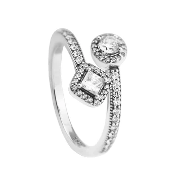 Autentické S925 Sterling Silver Abstraktní Elegance Crystal Prst Prsten Pro Ženy Weddubg Zásnubní Šperky Velkoobchod