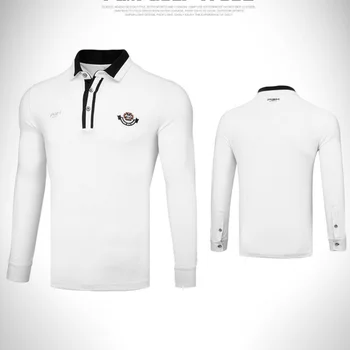 Pgm Pánské Golf Košile Zase Dolů Límec Prodyšné Full Uniformy T Košile Muži s Dlouhými Rukávy Pohodlné Golfové Košile D1041