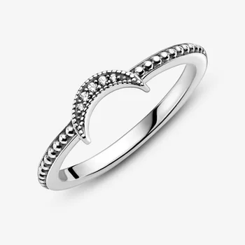 2020 Nové Zimní 925 Mincovní Stříbro Prsten Půlměsíce Korálky Prsten Ženy Zásnubní Výročí Šperky