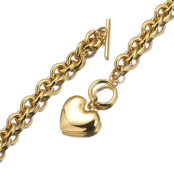 8 MM Široké Zlaté Barvy z Nerezové Oceli 316L, O-Chain Náhrdelník S Přívěskem Srdce Módní Ženy Šperky Dárek