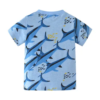 2020 Skákání metrů Dítě Chlapci Dívky Letní Módní Oblečení Tištěné Žralok Děti Kreslený T Košile Děti Nové Určen Zvířat Topy