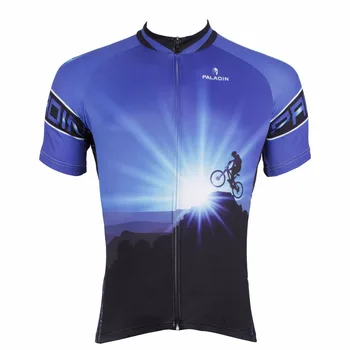 ILPALADINO Pánská Cyklistický Dres Horské Kolo Cyklistické Oblečení Cyklistické Krátký Rukáv Tee Shirt Blue Cyklo Dres Top / Bunda
