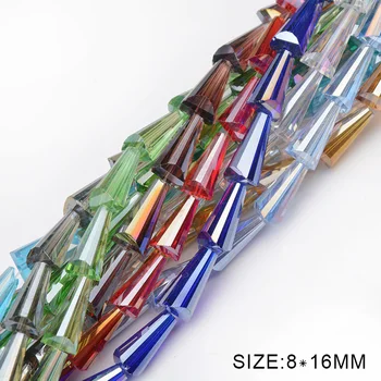 8*16mm 50ks tvar Věže Rakouský crystal korálky Kónické Věže volné korálky sklo pro Šperky Náramek příslušenství na Výrobu DIY