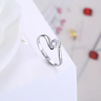 Zásnubní Snubní Prsten 925 Sterling Stříbrné Prsteny pro Ženy Nastavitelné CZ Kámen Prsten Stříbro 925 Jemné Šperky (Lam Hub Fong)