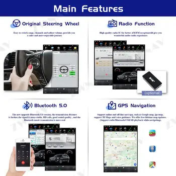 Tesla Styl Obrazovky Android 9 Auto Multimediální Přehrávač Pro Ford Raptor F150-2019 GPS Navigace Audio Rádio stereo Bt hlavní jednotky