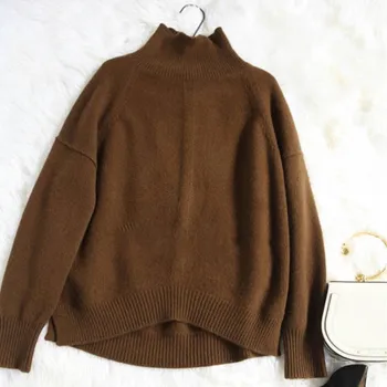 2020 podzim/zima svetr dámské plus velikost high neck pletené svetr módní volné kašmírový svetr nové dámské ležérní svetr
