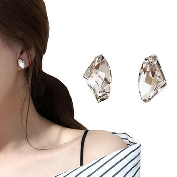 Transparentní Nepravidelné Geometrické Zirkony Neobvyklé 925 Sterling Silver Piercing Stud Náušnice Pro Ženy Módní Šperky Žena 2020