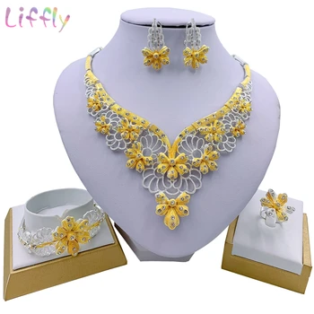 Indické Módní Šperky Set Náhrdelník Květina Náramek Crystal Náušnice, Prsten, Šperky, Svatební Svatební Šperky Set