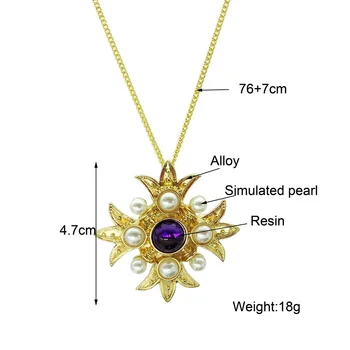 F. J4Z Designer Nádherný Modrý Kámen Šperky Náhrdelník Dlouhý Zlatý Řetěz, Simulované Starožitnost Royal Přívěsek Náhrdelník pro Ženy Bijoux