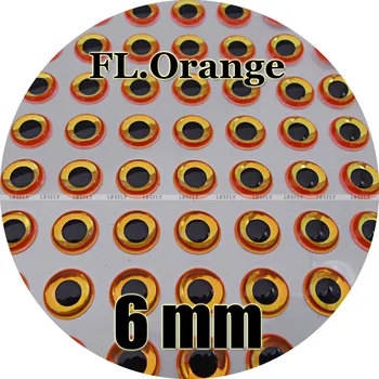 6mm 3D Fluorescenční Neon Orange / Velkoobchod 450 Měkké Tvarované 3D Holografické Ryby Oči Fly Vázání, Jogging, Nalákat