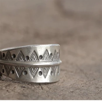 Stříbro 925 Šperky Thajské Stříbrný Prsten Otevření Žena Snubní Prsten Čaj Módní Prsten 10.70 Šířka mm Hmotnost 8G WT043