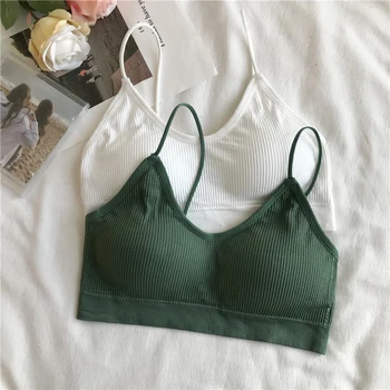 2020 Letní dámská Sexy Vesta Hrudi Čalouněný Tank Topy Pro Ženy na Sobě, Fitness spodní Prádlo bralette Crop Top Ladies Zelená Růžová Bílá