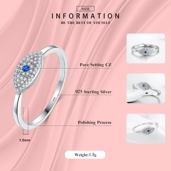 Modian Nový Prodej 925 Sterling Silver Krychlových Zirkonem Modré Oko Štěstí, Prsteny Pro Ženy Luxusní Kouzlo Módní Jemné Šperky